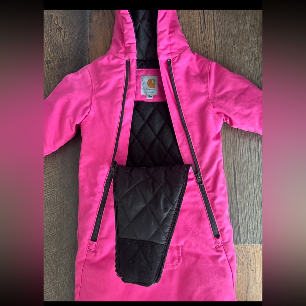Carhartt pink Hooded Baby Bunting size 12 months. Like new!